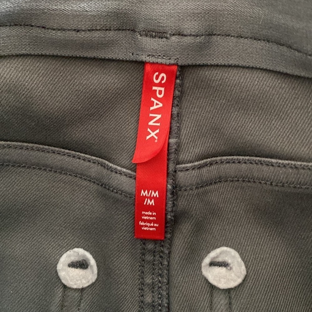 Spanx stretch twill straight leg pants grey blue women’s medium - Picture 4 of 5